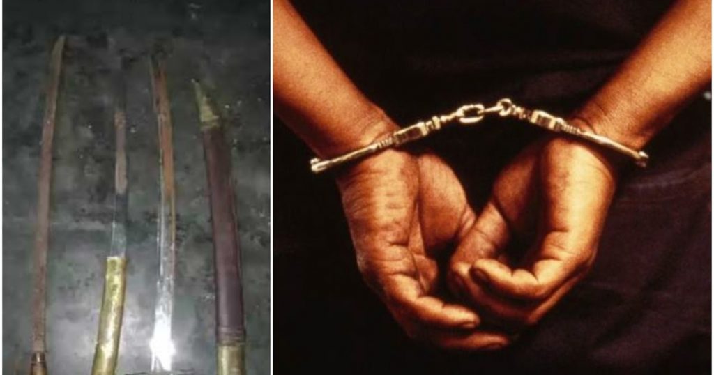 வாள் மற்றும் கை கோடாரியுடன் 3 நபர்கள் கைது!