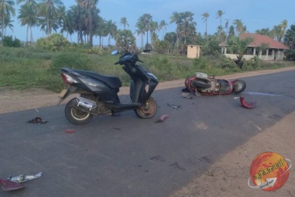 யாழில் நேருக்கு நேர் மோதிய மோட்டார் சைக்கிள் விபத்து