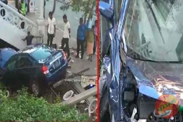 கொழும்பு லேக் ஹவுஸ் கட்டிடத்தில் மோதி கார் விபத்து