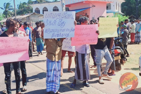 திருகோணமலை மீனவர் கடற்படையினரால் சுடப்பட்டமைக்கு எதிர்ப்பு