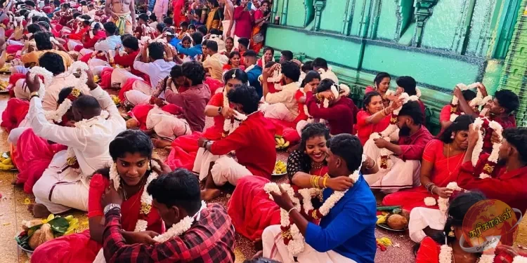 யாழ்ப்பாணத்தில் திருமண வயதை எட்டியும் பொருளாதார நிலைமை காரணமாக திருமணம் செய்ய முடியாத 108 ஜோடிகளுக்கு இன்றைய தினம் திருமணம்